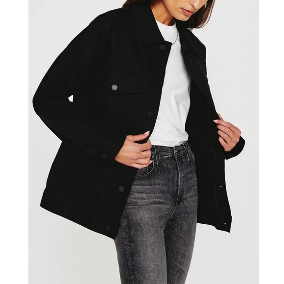 AG Jeans Longline Denim Jacket Super Black - Picture 2 of 4